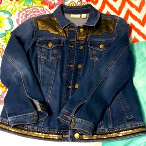 Chico’s size 12 denim jacket with embellishments